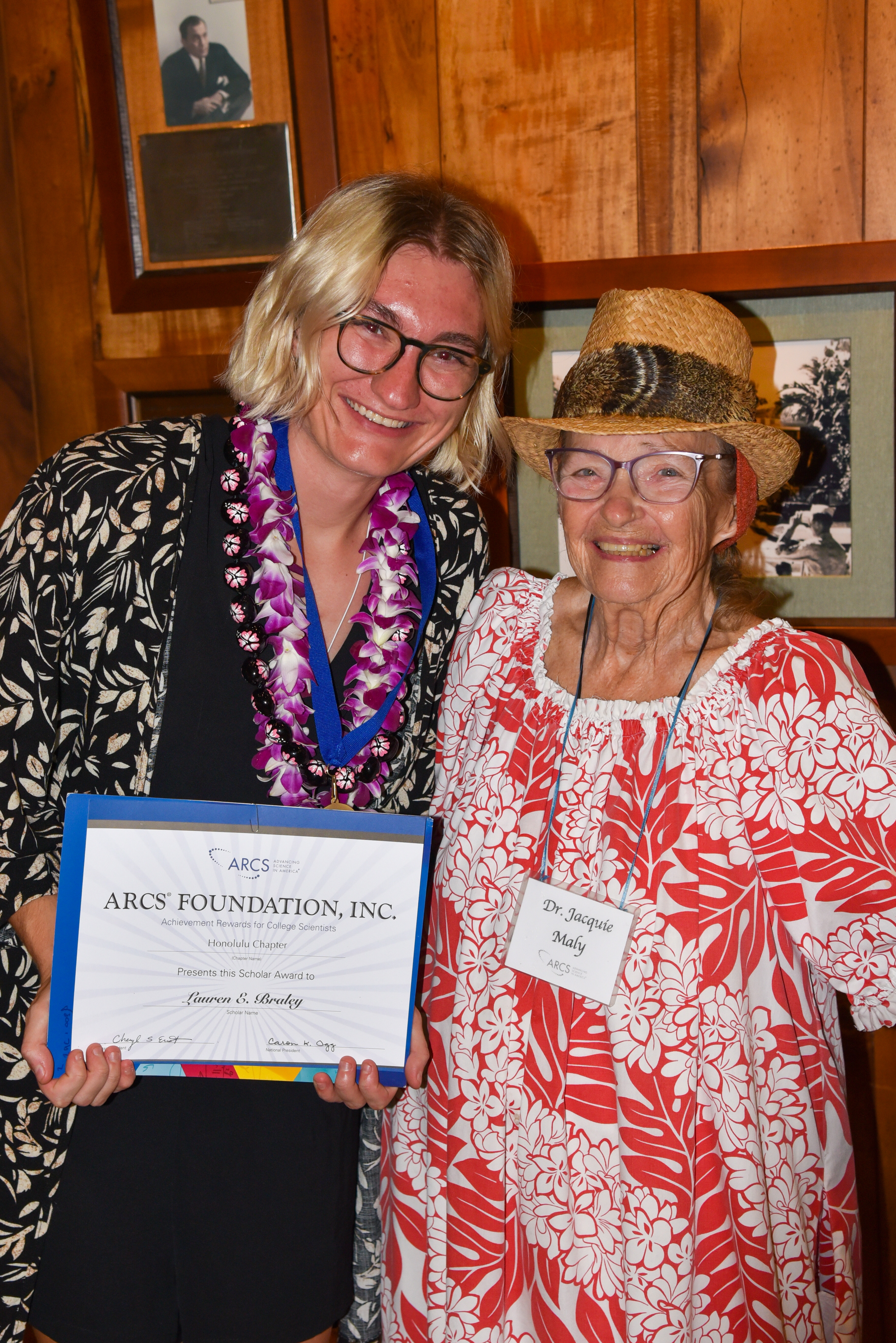 Lauren Braley with certificate