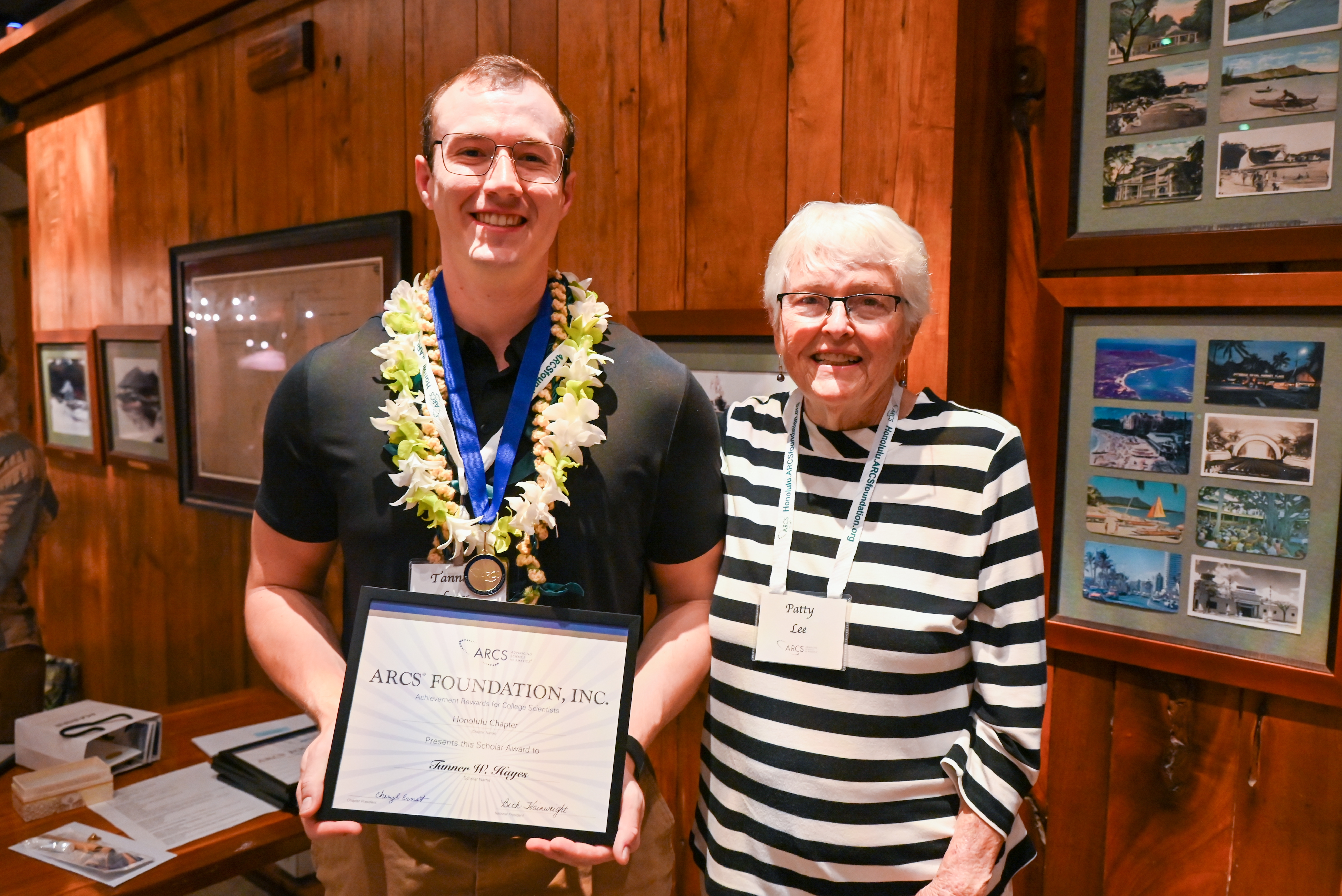 Toby Lee ARCS Scholar in Earth Sciences Tanner Hayes with ARCS member Patty Lee Tanner Hayes and Patty Lee