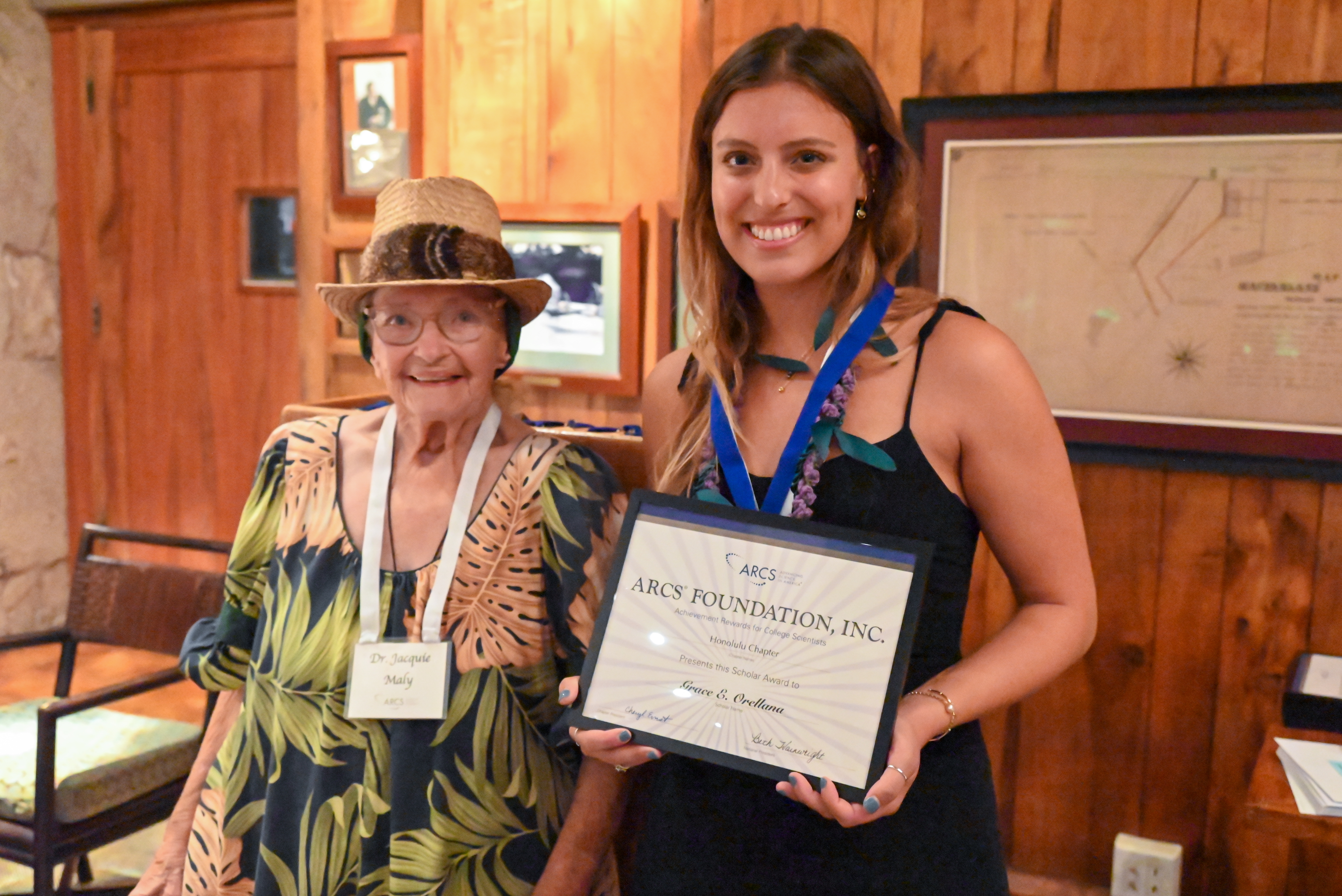 Dr. Jacqueline Maly ARCS Award in Computer Sciences Scholar Jesse McDonald with Jacquie Maly Jacquie Maly with Grace Orellana