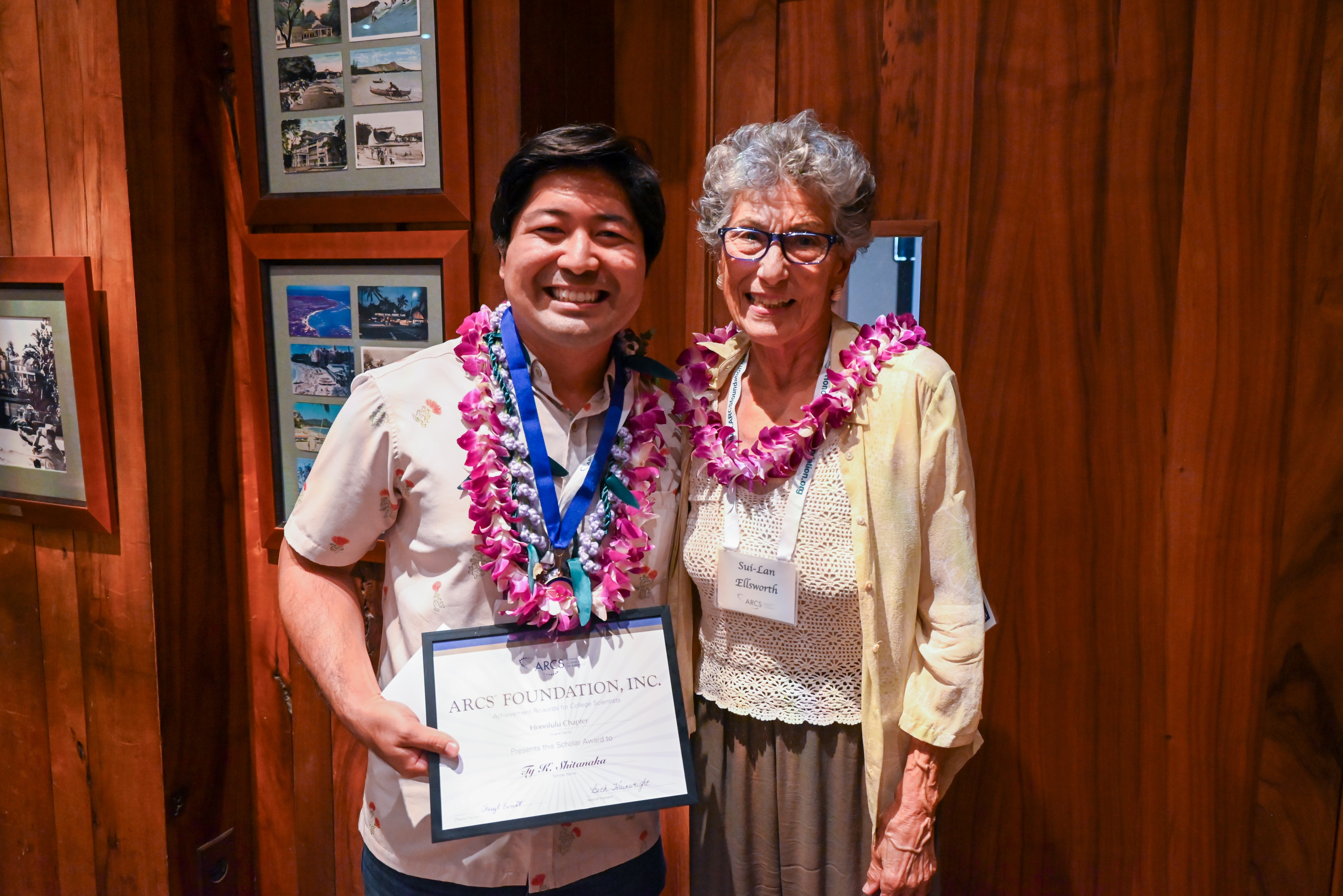 Helen Jones Farrar ARCS Award in Agriculture Scholar Ty Shitanaka Ty Shitanaka and Sui-Lan Ellsworth