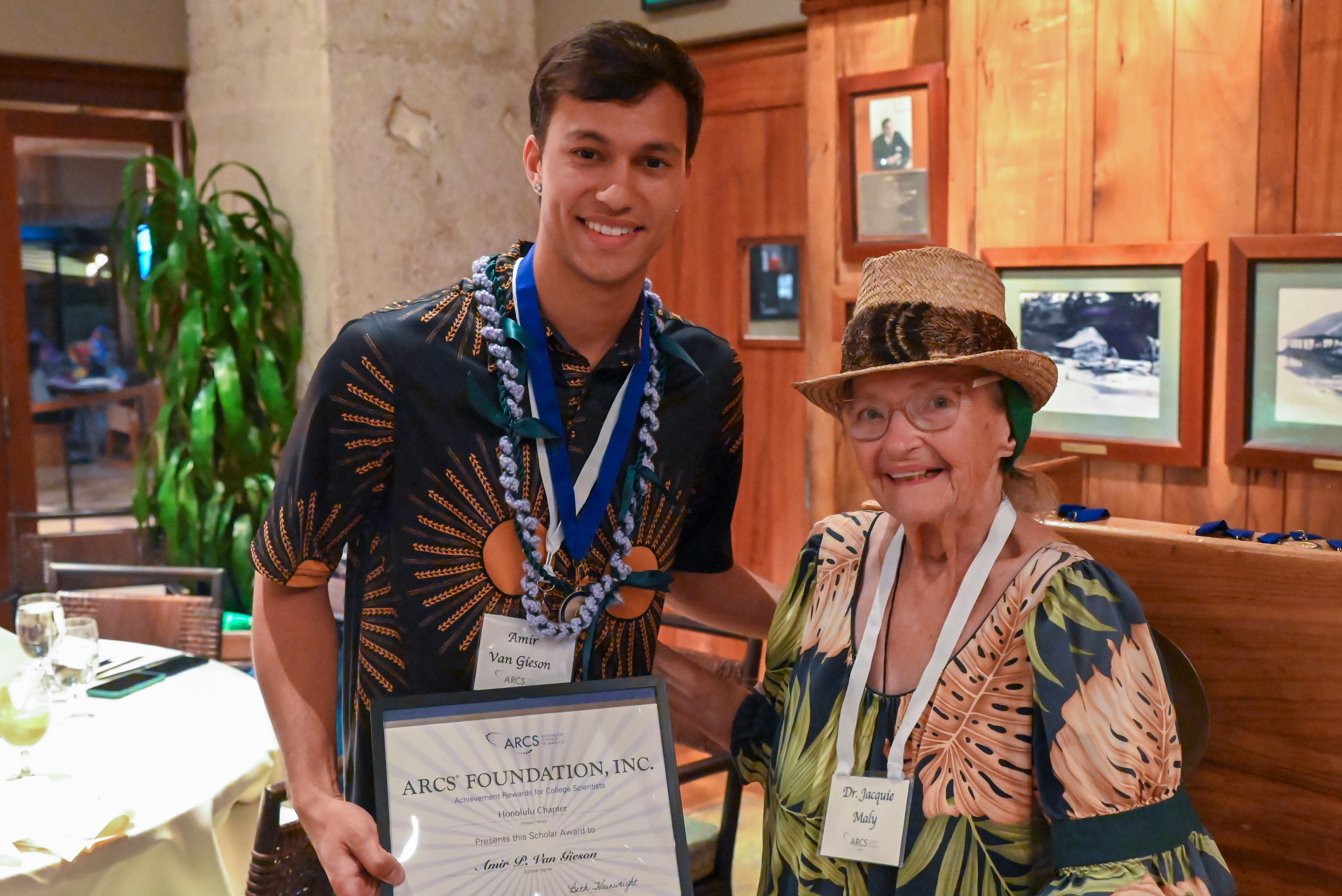 Maybelle F. Roth ARCS Award in Conservation Biology Scholar Amir Van Gieson with ARCS member Jacquie Maly Amir Van Gieson with Jacquie Maly