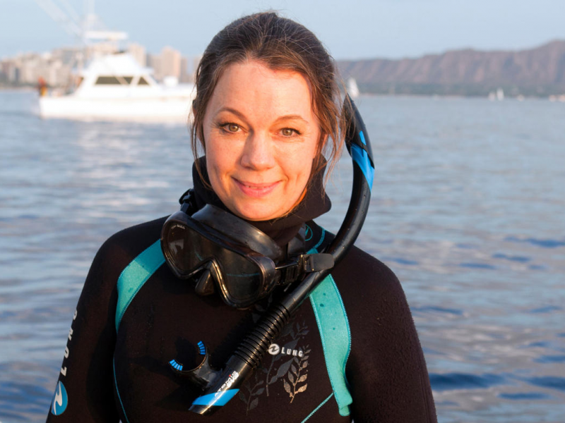 Dr. Angel Yanagihara in scuba suit