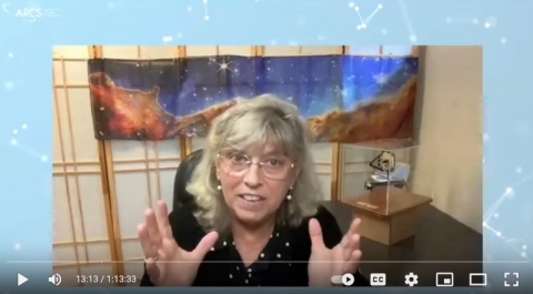 Honolulu ARCS Scholar and Hall of Fame Inductee Heidi Hammel Dr. Heidi Hammel in front of an early JWST image of the Cosmic Cliffs